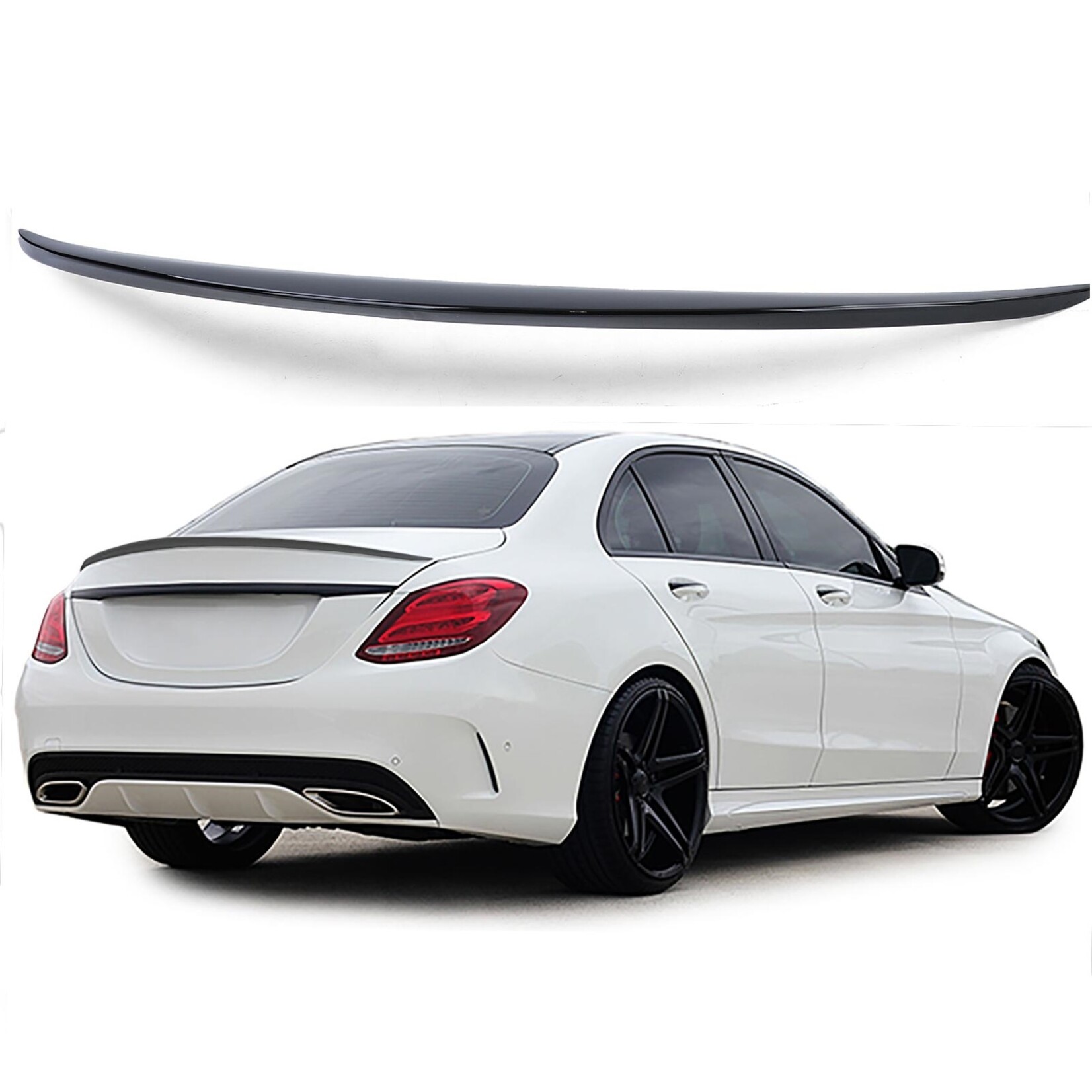 Mercedes C Klasse W205 achterklepspoiler, spoiler hoogglans zwart