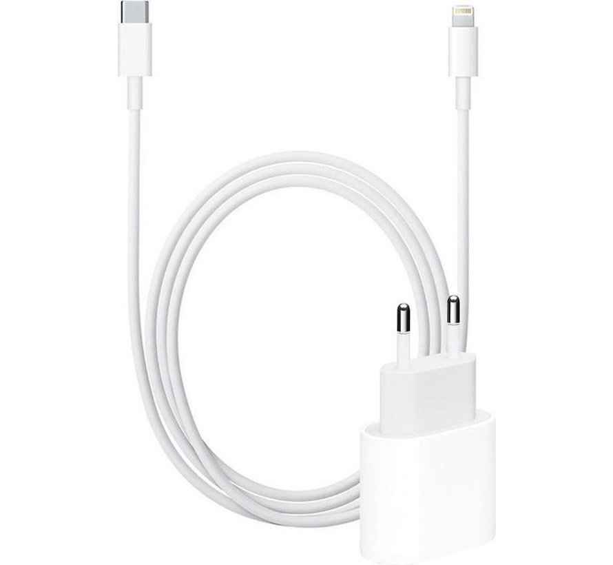 iPhone USB-C Fast Charger 20 Watt + USB-C naar Lightning kabel 1 meter