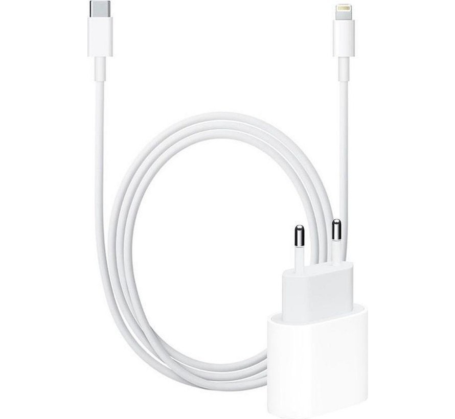Originele iPhone USB-C Oplader 20 Watt + meter USB-C naar Lightning kabel