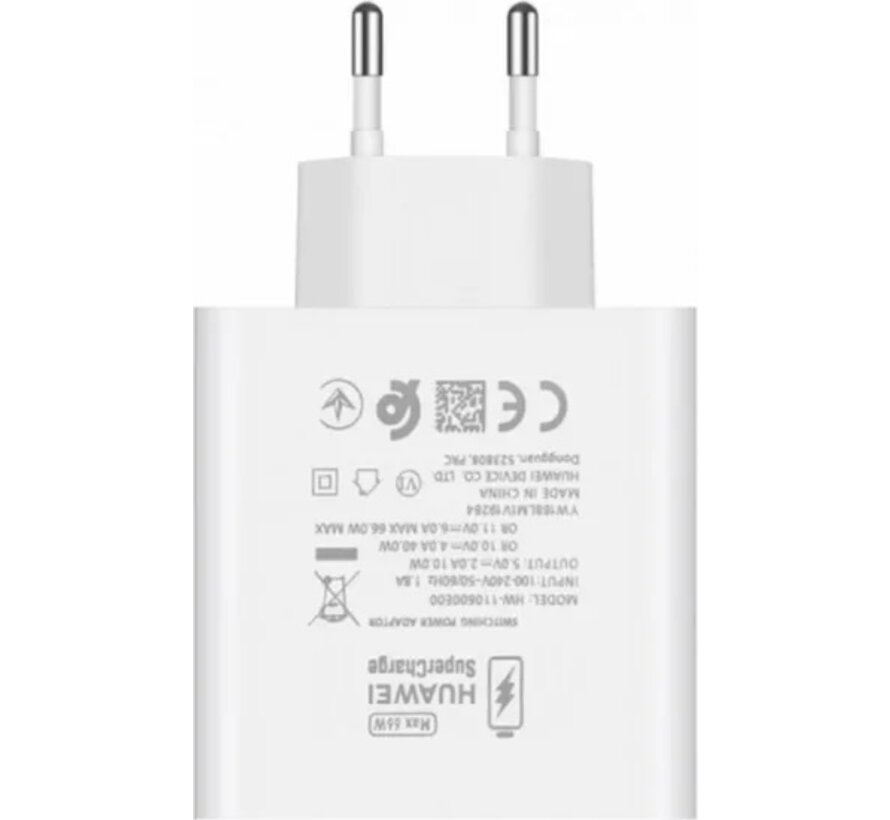 Originele Huawei USB-C SuperCharge Oplader - 66W - Wit