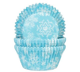 House of Marie House of Marie Baking Cups Sneeuwkristal Blauw pk/50