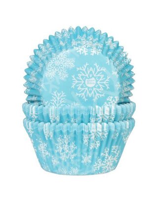 House of Marie House of Marie Baking Cups Sneeuwkristal Blauw pk/50
