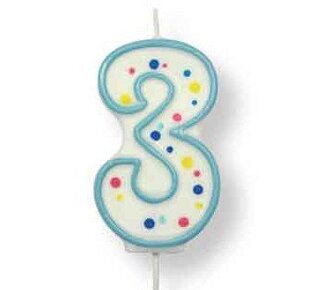PME Large Candle Blue Number 3
