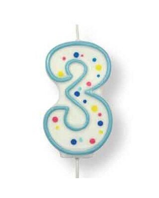 PME Large Candle Blue Number 3
