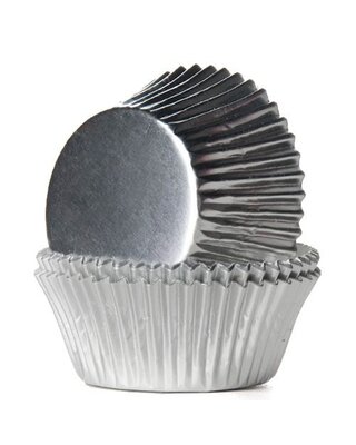 House of Marie Baking Cups Folie Zilver pk/24