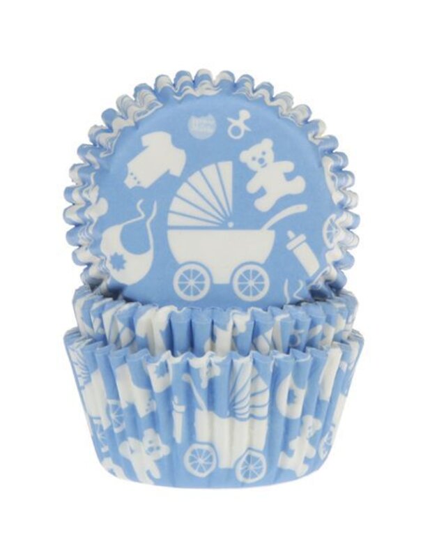 House of Marie House of Marie Baking Cups Baby Blauw pk/50