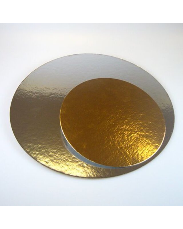 Funcakes FunCakes Taartkartons zilver/goud ROND 26cm, pk/3