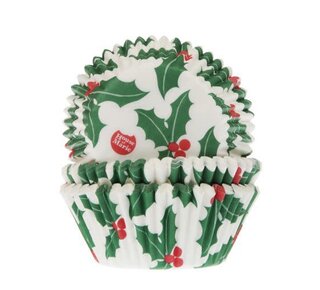 House of Marie House of Marie Baking Cups Kerst Hulst pk/50