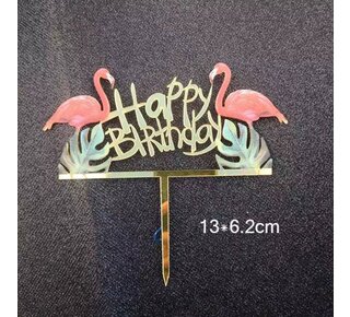 Taarttopper flamingo happy birthday