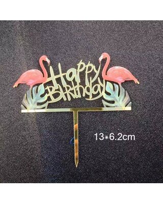 Taarttopper flamingo happy birthday