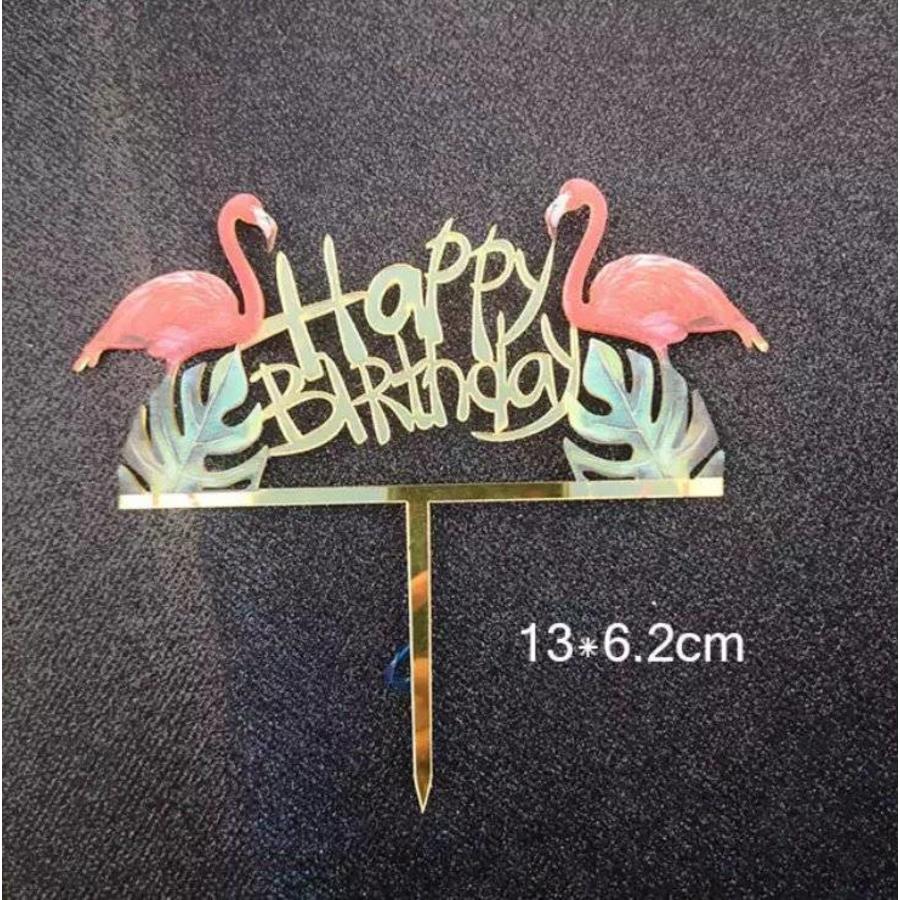 Taarttopper Flamingo Happy Birthday Www Taartdecoratief Nl
