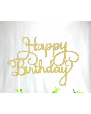 happy birthday topper goud