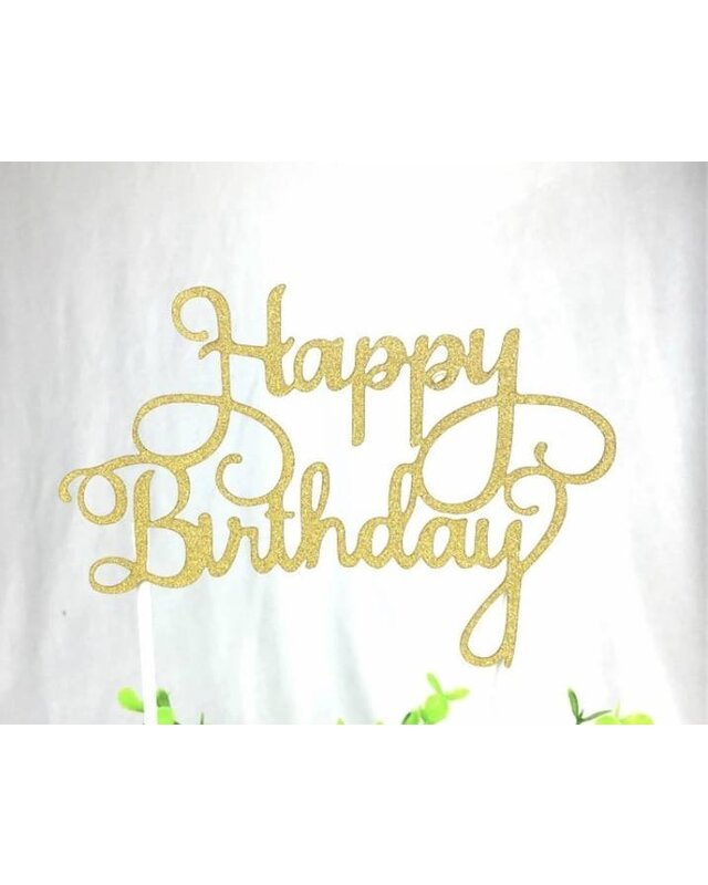 happy birthday topper goud