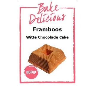 bake delicious Framboos Witte Chocolade cake 580gr