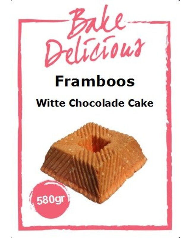 bake delicious Framboos Witte Chocolade cake 580gr