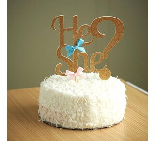 He or she cake topper