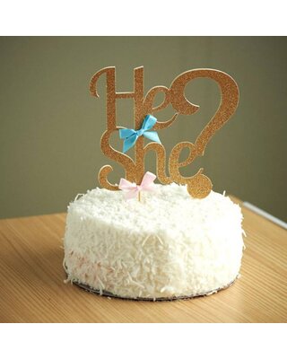 He or she cake topper