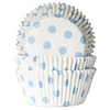 House of Marie Baking cups Stip Wit/Baby Blauw - pk/50