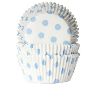 House of Marie House of Marie Baking cups Stip Wit/Baby Blauw - pk/50