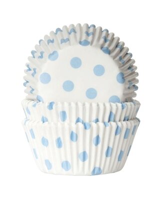 House of Marie House of Marie Baking cups Stip Wit/Baby Blauw - pk/50