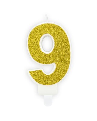party deco PartyDeco Verjaardag Kaars Nummer 9 - Goud