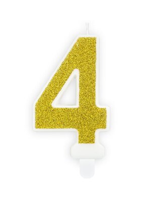 party deco PartyDeco Verjaardag Kaars Nummer 4 - Goud