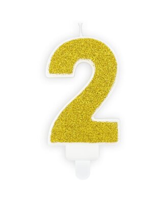 party deco PartyDeco Verjaardag Kaars Nummer 2 - Goud