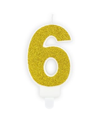 party deco PartyDeco Verjaardag Kaars Nummer 6 - Goud