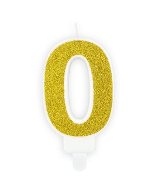 party deco PartyDeco Verjaardag Kaars Nummer 0 - Goud