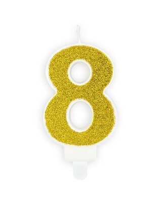 party deco PartyDeco Verjaardag Kaars Nummer 8 - Goud