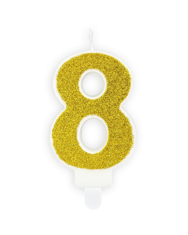 party deco PartyDeco Verjaardag Kaars Nummer 8 - Goud