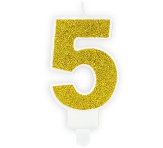 party deco PartyDeco Verjaardag Kaars Nummer 5 - Goud