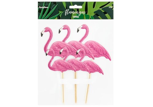 PartyDeco Toppers Flamingo Set/6 