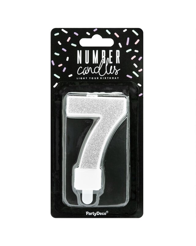 party deco PartyDeco Verjaardag Kaars Nummer 7 - zilver