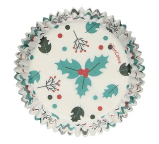 Funcakes FunCakes Baking Cups -Holly Leaf hulst- pk/48