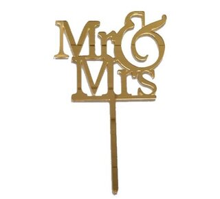Mr & Mrs topper acryl goud