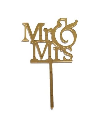 Mr & Mrs topper acryl goud