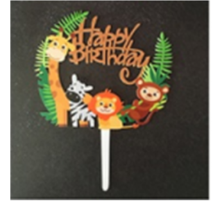 Cake topper Happy birthday safari animals
