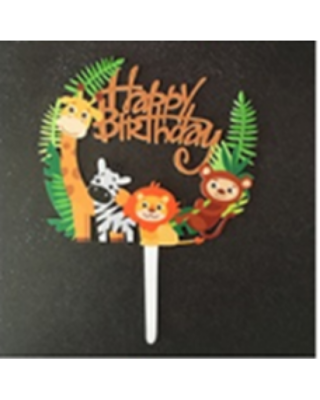 Cake topper Happy birthday safari animals