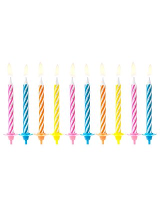 PartyDeco Verjaardag Kaarsen Gekleurd pk/10