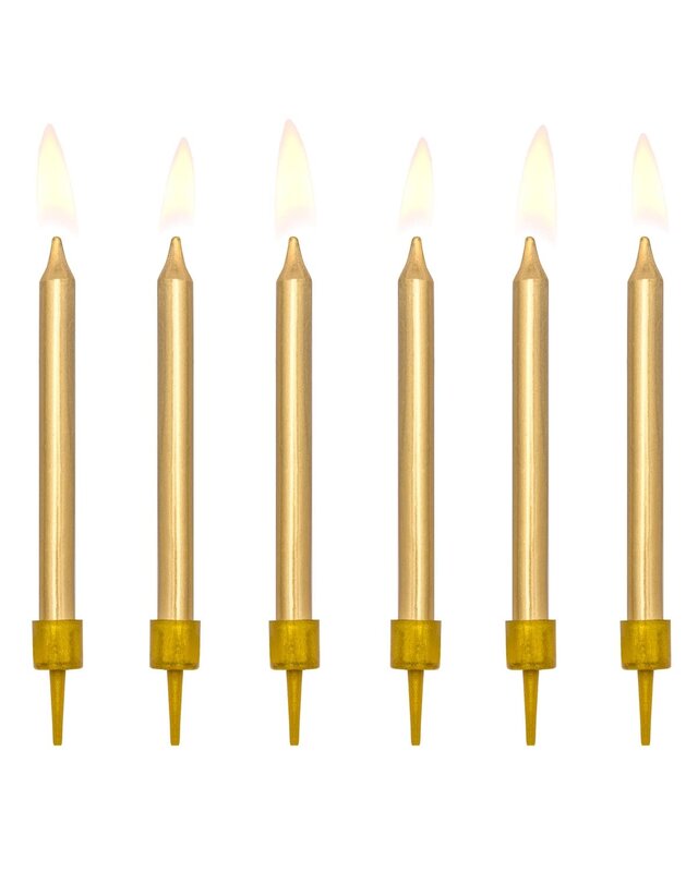 party deco PartyDeco Verjaardag Kaarsen goud 6cm pk/6
