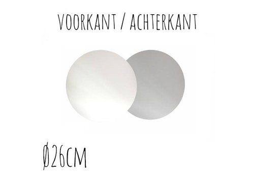 Taartonderzetter Wit / Zilver Ø26 cm per stuk 