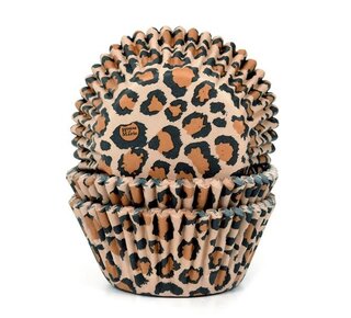 House of Marie House of Marie Baking Cups Luipaard Bruin pk/50