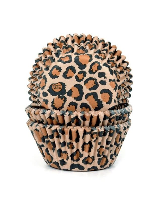 House of Marie House of Marie Baking Cups Luipaard Bruin pk/50