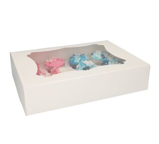 Funcakes 12 Cupcake Doos sierlijk wit  zv