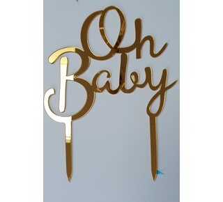 Oh baby topper goud acryl