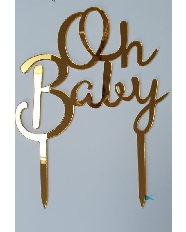 Oh baby topper goud acryl