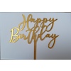 Cake topper Happy Birthday goud  art deco acryl