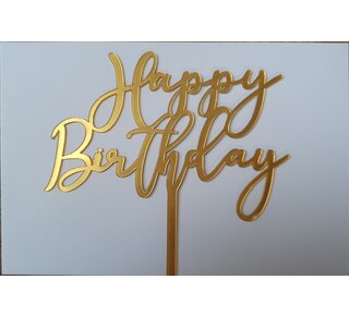 Cake topper Happy Birthday goud  art deco acryl