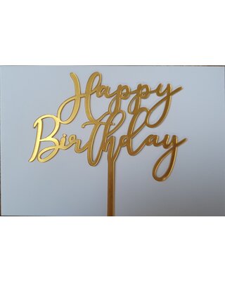 Cake topper Happy Birthday goud  art deco acryl